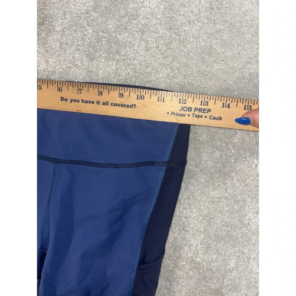 womens outdoor voices blue color‎ block leggings pockets drawstring Small